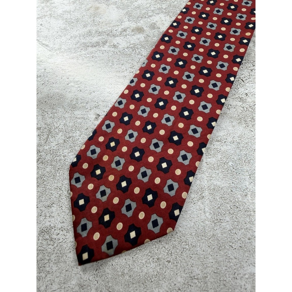 Brooks Brothers Tie Mens One Size Red 100% Silk Pointed Geometric Woven